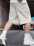 Men’s Wide-Leg Shorts with Frayed Hem