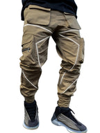Men's Multi-Pocket Cargo Pants with Contrast Piping