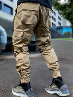 Men's Multi-Pocket Cargo Pants with Contrast Piping