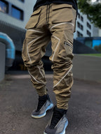Men's Multi-Pocket Cargo Pants with Contrast Piping