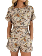 Women's Two-Piece Set with Floral Leaf Print